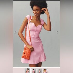 Anthropologie Maeve Cecily Pink Sweetheart Short Dress